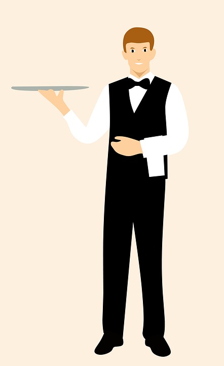waiter with a black tux