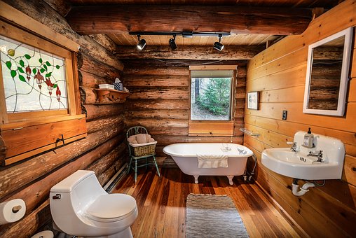 log cabin bathroom