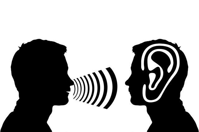 someone speaking, someone listening
