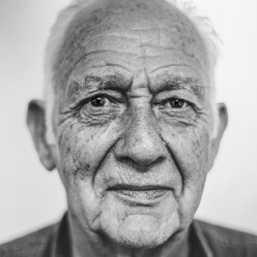 black and white picture of an old man