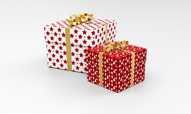 two gift boxes with bows